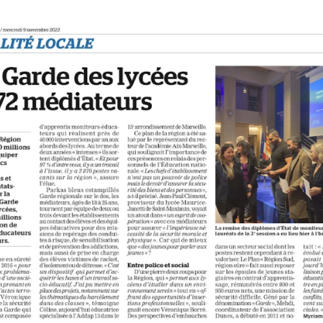 Investissement de la région pour la médiation social dans les établissements scolaires